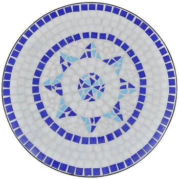 VidaXL Gartenstühle Table d'appoint d'extérieur Mosaïque Bleu et Blanc 60 cm
