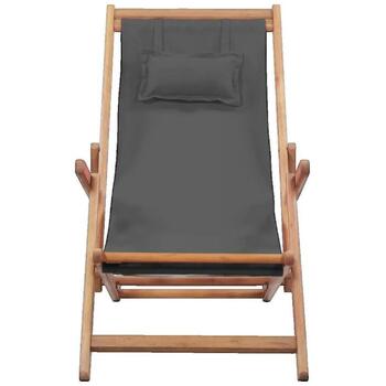 VidaXL  Gartenstühle Chaise d'extérieur  pliable en bois et tissu gris