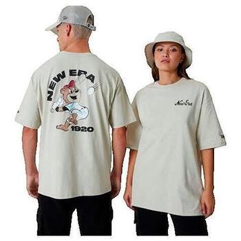 New-Era  T-Shirts & Poloshirts T-shirt New Era Oversize Graphique Beige