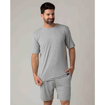Zd - Zero Defects Pyjama-Sets Sommer-Pyjama Herren Modal grau meliert