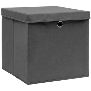 VidaXL Körbe, Kisten, Regalkörbe Boîtes de rangement 32x32x32 cm gris avec couvercles