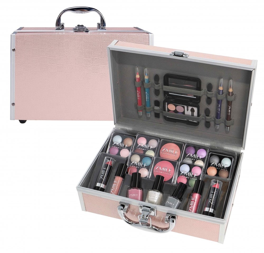Schminkkoffer Zmile Cosmetic Set Profi Qualität 42tlg Alukoffer Beauty Case rosa