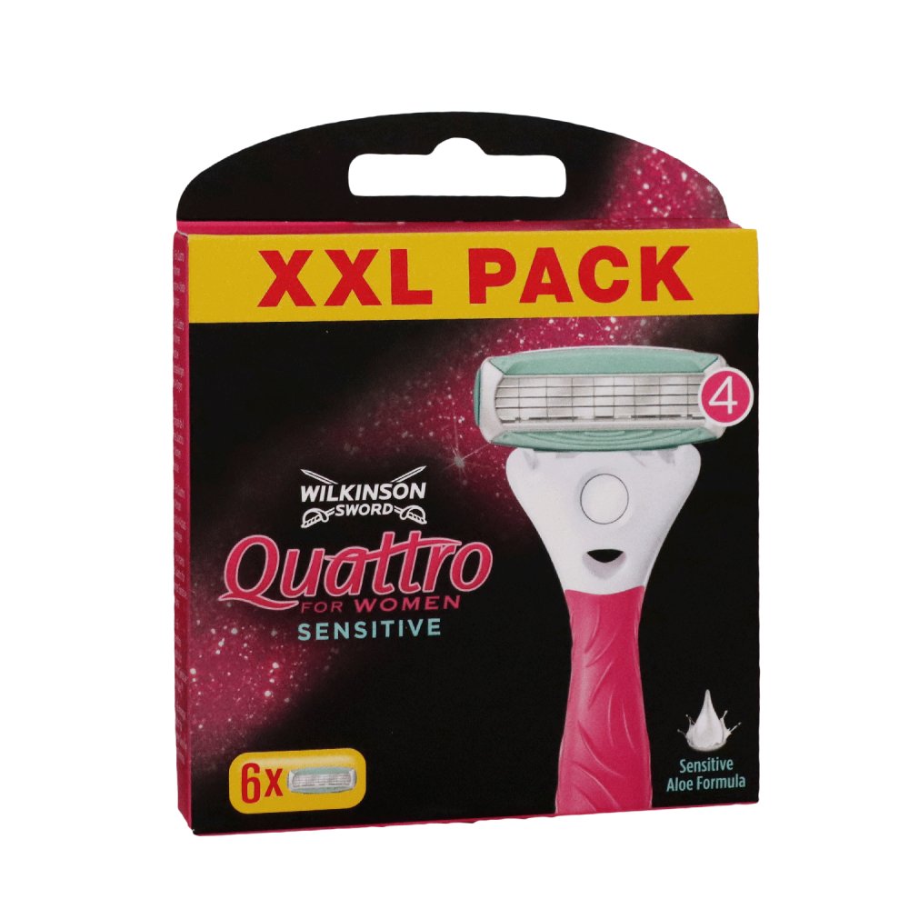 Wilkinson Quattro For Women Sensitiv 6 Rasierklingen Ersatzklingen Aloe Vera XXL