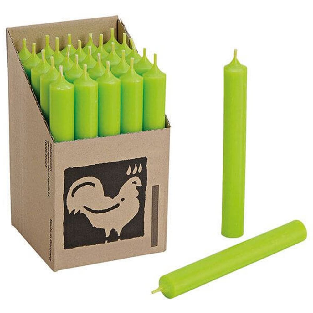 25 Stabkerzen Apfelgrün - Apple Green 180 x 22 mm Kerzenfarm Kerzen Candle