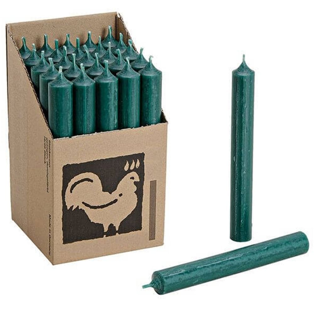 25 Stabkerzen Dunkelgrün - Dark Green 180 x 22 mm Kerzenfarm Kerzen Candle