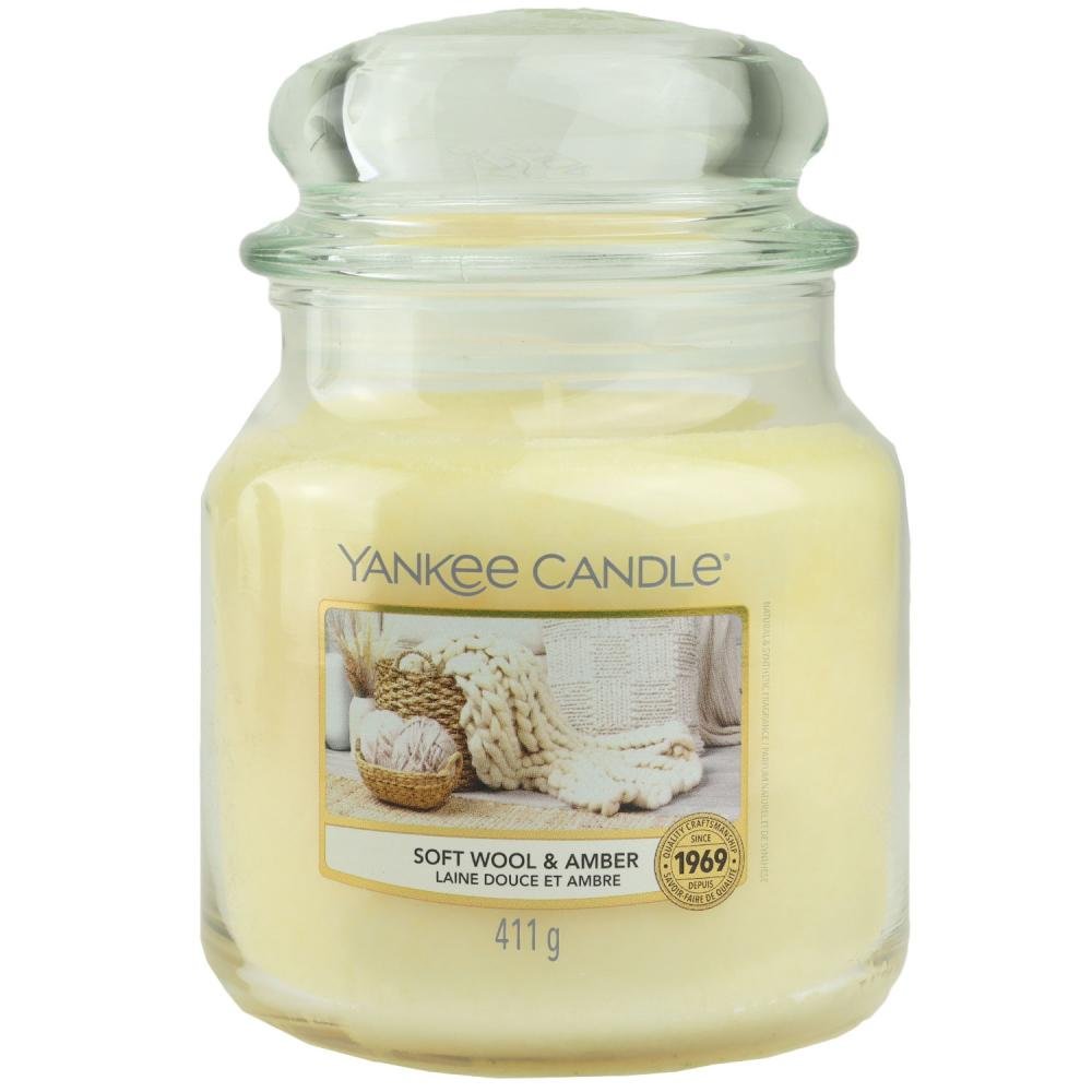 Yankee Candle Duftkerze Soft Wool & Amber im Glas Jar 411 g Housewarmer