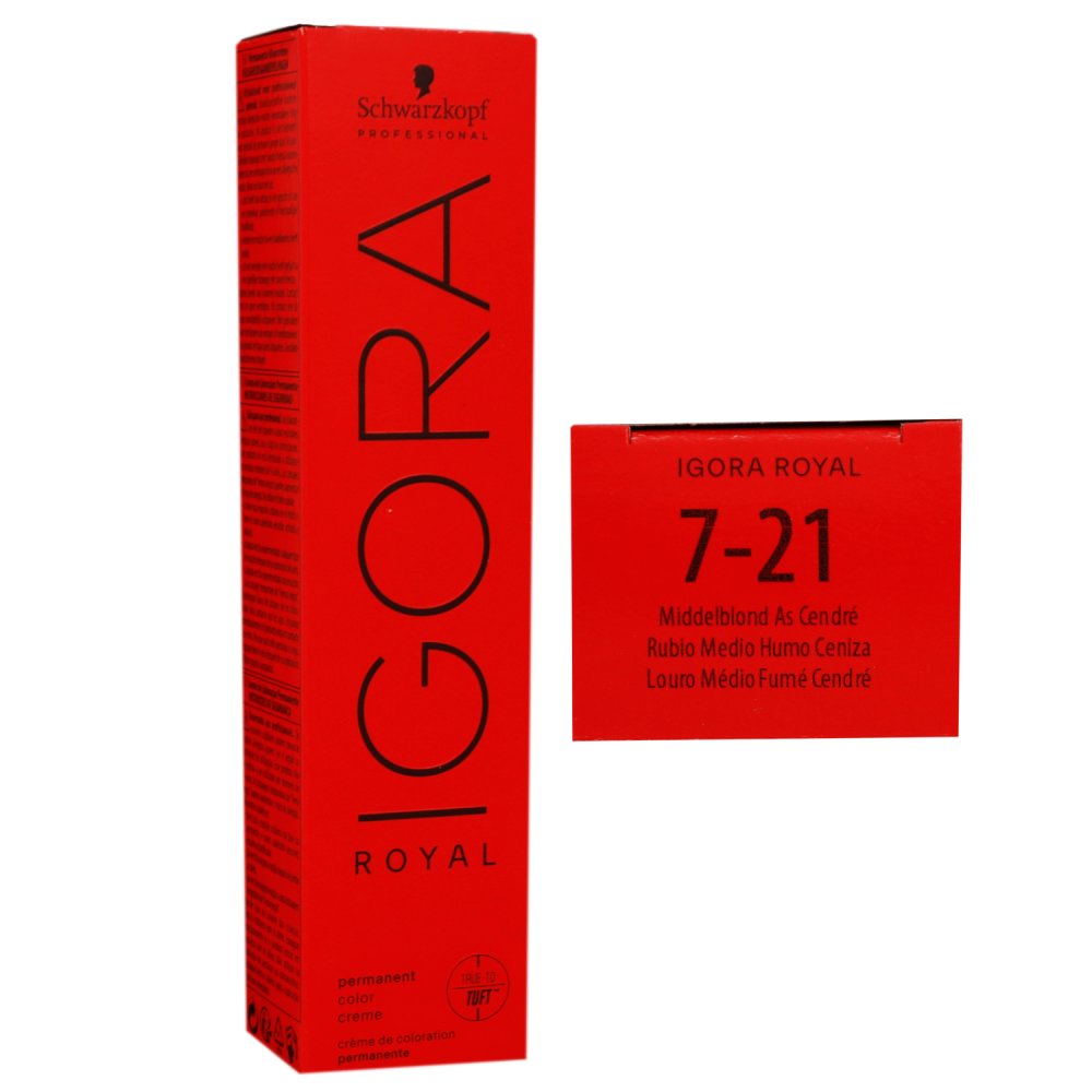 Schwarzkopf Igora Royal 60 ml 7-21 mittelblond asch cendre Haarfarbe Cremefarbe