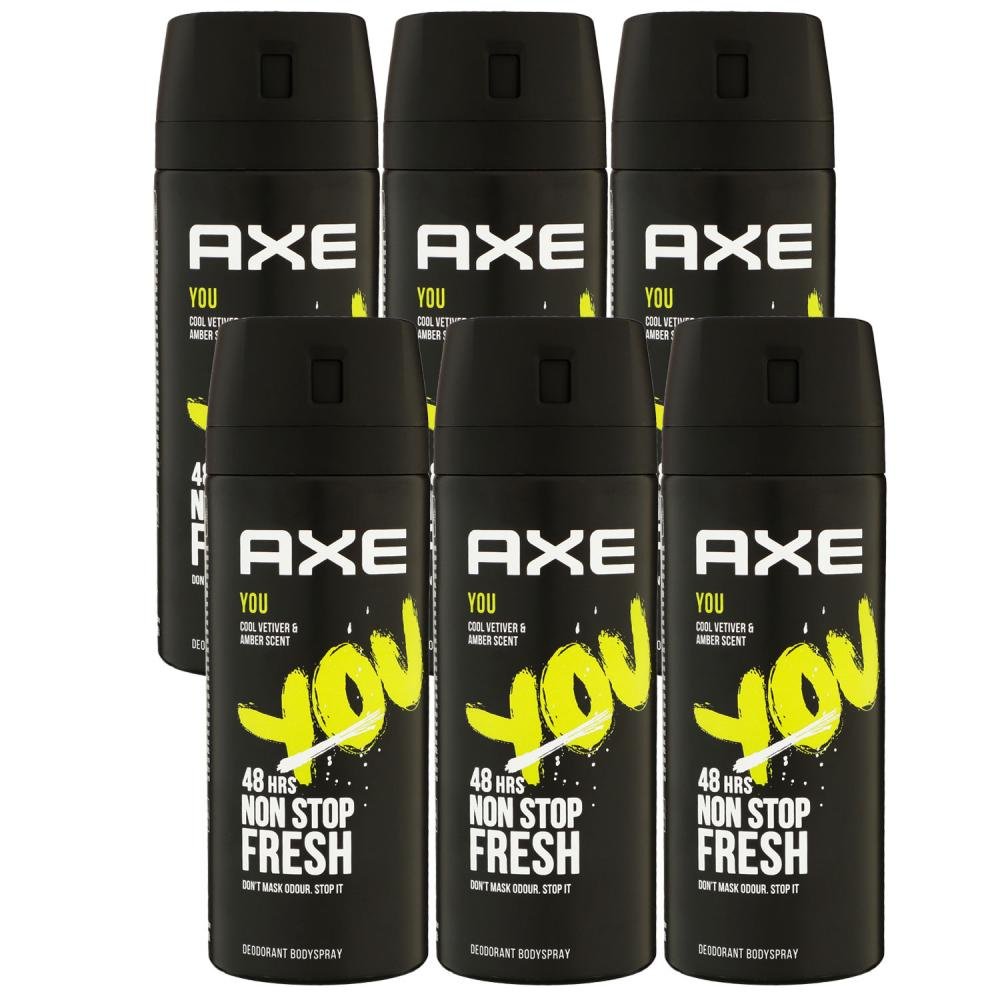 Axe YOU 6 x 150 ml Deospray Deodorant Deo Spray Deodorant Spray Deo Set Herren