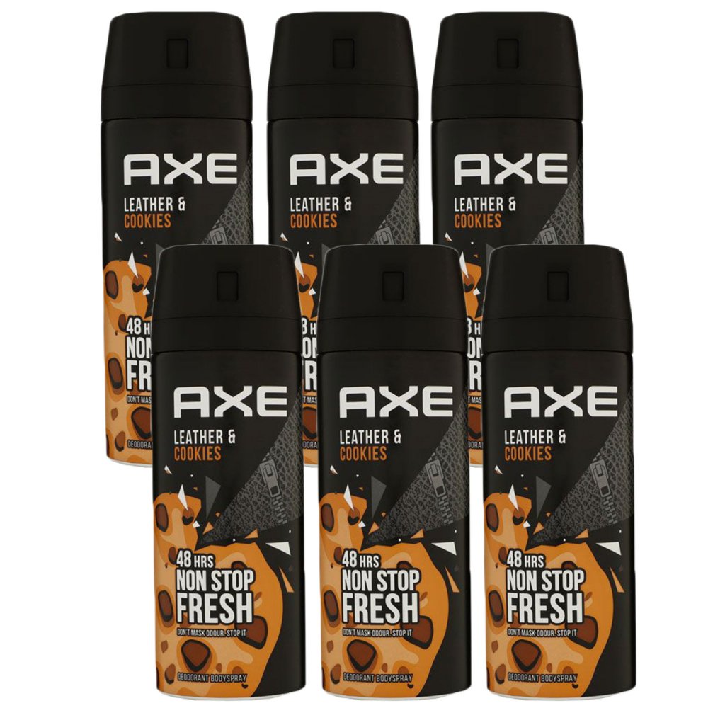 Axe Leather & Cookies 6 x 150 ml Deospray Deodorant Deo Spray Deodorant Spray Deo Set