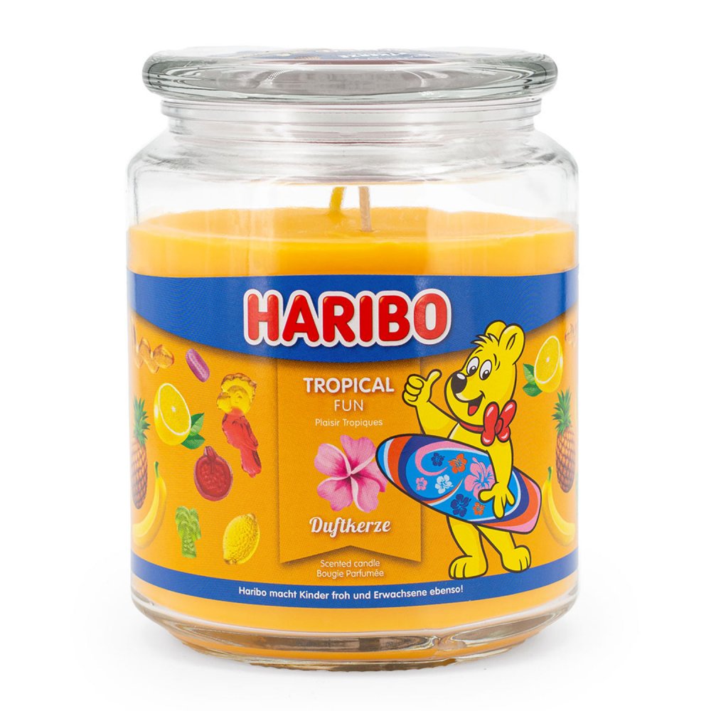 Haribo Tropical Fun 510 g Gummibären Duftkerze im Glas