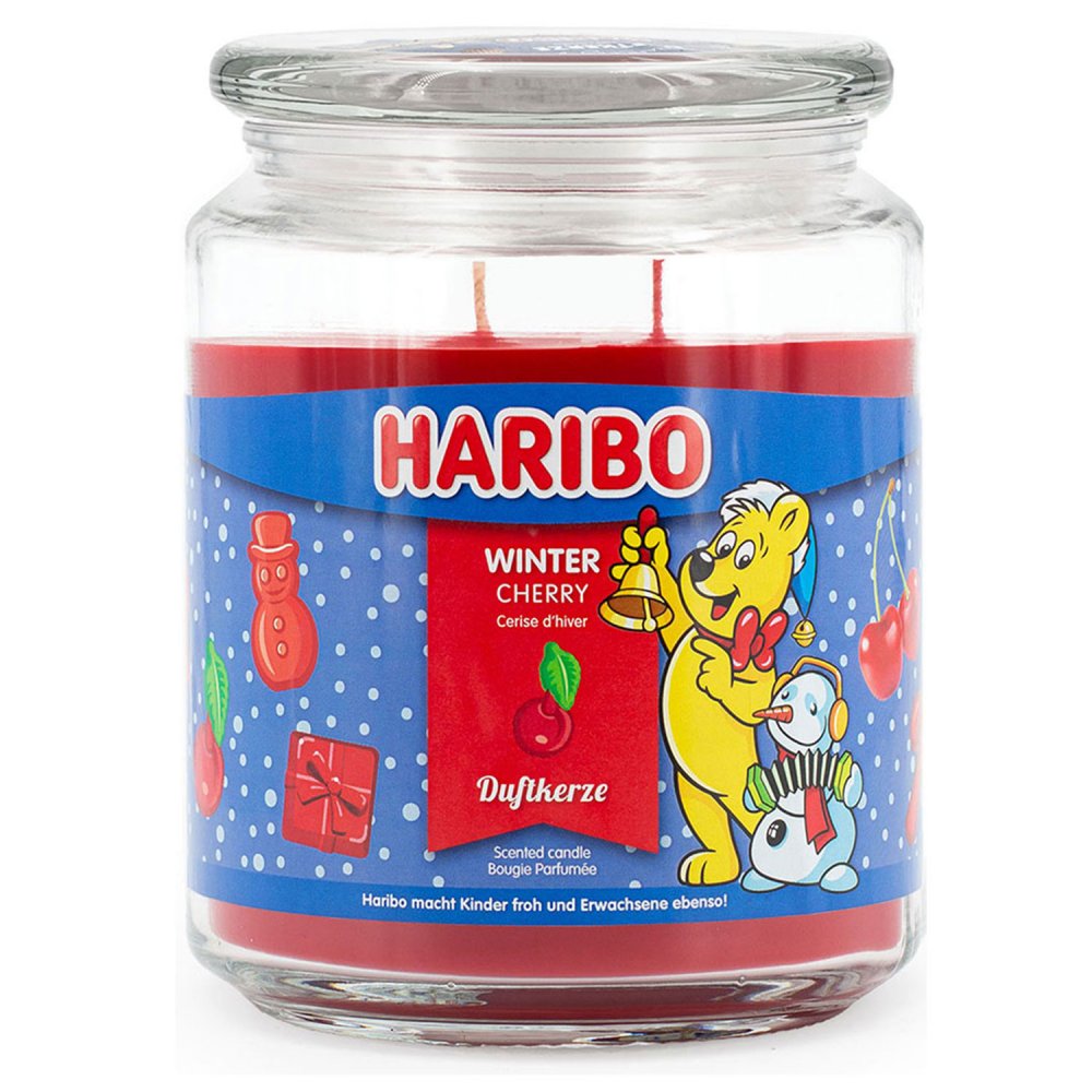 Haribo Winter Cherry 510 g Gummibären Duftkerze im Glas