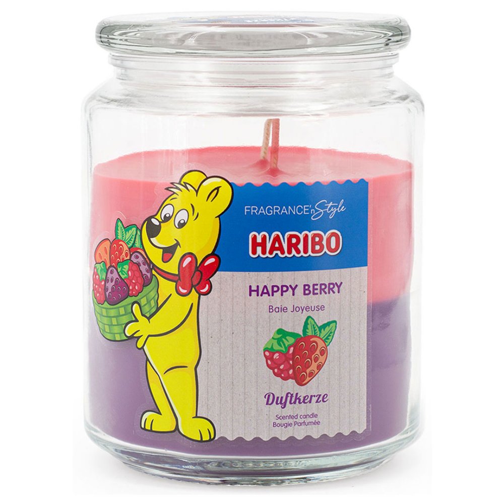 Haribo Happy Berry 510 g Gummibären Duftkerze im Glas