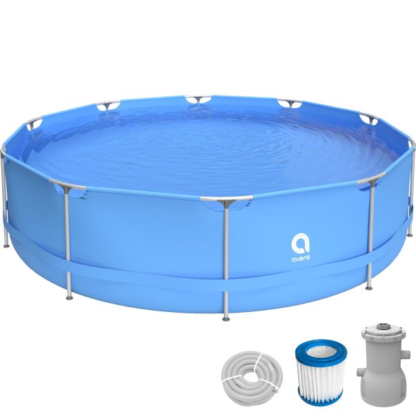 Avenli Frame Pool Set 360 x 76 cm, Aufstellpool rund, mit Pumpe, blau