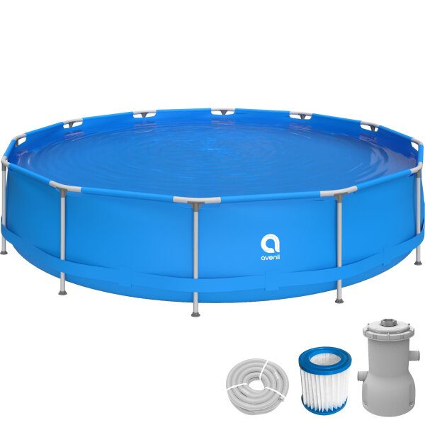 Avenli Frame Pool Set 420 x 84 cm, Aufstellpool rund, mit Pumpe, blau