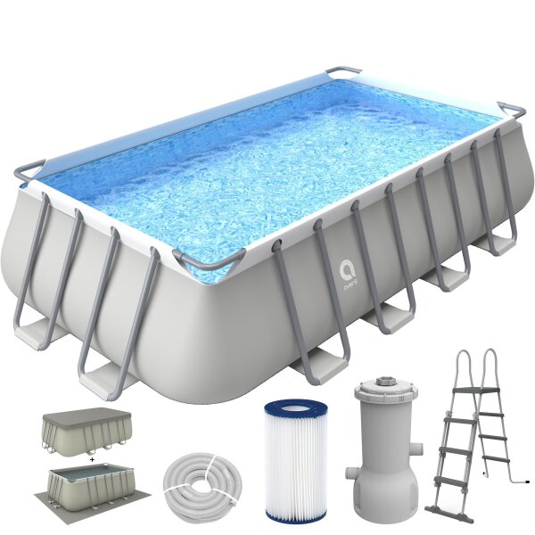 Avenli Frame Plus Rectangular Pool Komplettset 549 x 305 x 122 cm, Aufstellpool, rechteckig, mit Pumpe, grau