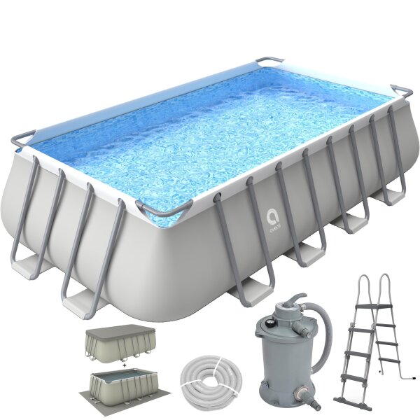 Avenli Frame Plus Rectangular Pool Komplettset 549 x 305 x 122 cm, Aufstellpool, rechteckig, mit Sandfilter, grau