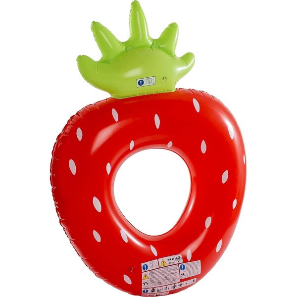 SunClub® Lounge-Luftmatratze mit Liegenetz im Erdbeer-Design, 167x113 cm