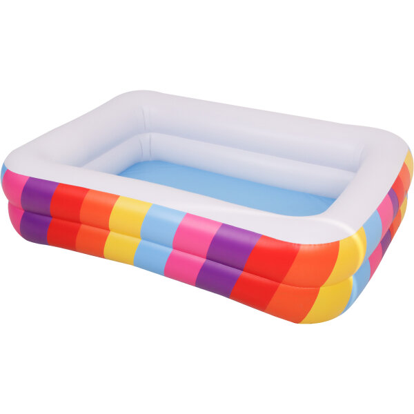 SunClub Planschbecken Regenbogen rechteckig 195 x 140 x 47 cm bunt tief als Ballpool nutzbar