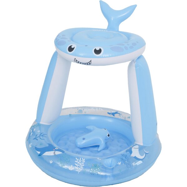 SunClub Baby-Planschbecken „Hai“ aufblasbar mit Sonnendach – Kinderpool 95 x 95 x 102 cm mit Spielzeug-Hai