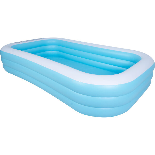 SunClub Planschbecken rechteckig 305 x 183 x 56 cm blau mit 3 Luftringen und Ablaufventil