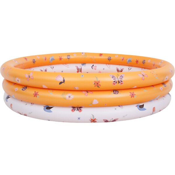 SunClub Planschbecken Schmetterling rund Ø 125 x 29 cm bunt mit 3 Luftringen
