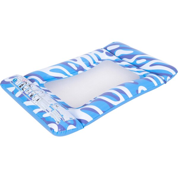 SunClub Luftmatratze Ripple Wave 117 x 76 x 15 cm aufblasbar mit Netzgewebe und 3 Luftkammern - Wasserliege fuer Pool, See und Strand