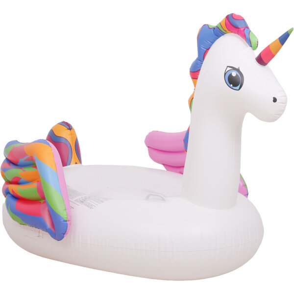 SunClub Schwimmtier Einhorn aufblasbar 222 x 132 x 123 cm - XXL Reittier zum Draufsetzen mit Haltegriffen und 2 Luftkammern