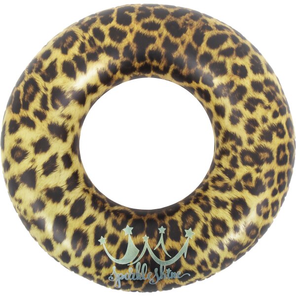 SunClub Schwimmring Leopard aufblasbar Ø 90 cm - Schwimmreifen im Animal-Print Design mit Sicherheitsventil für den Pool