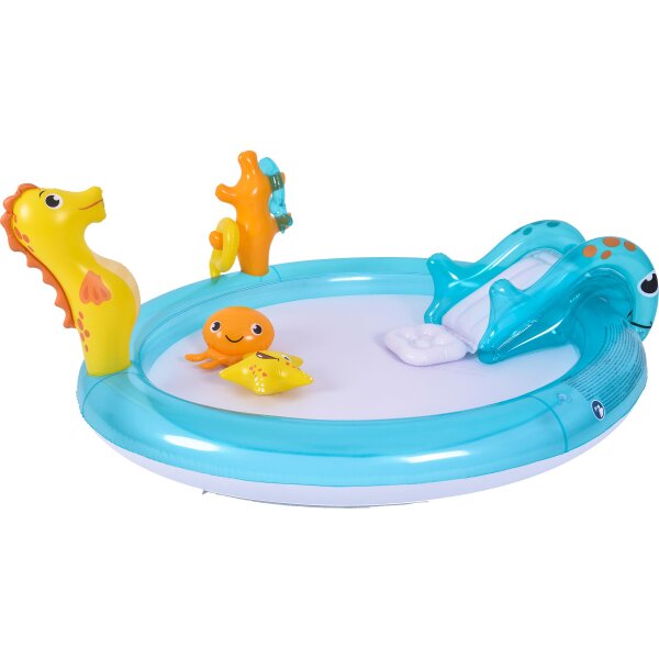 SunClub Planschbecken Erlebnispool 'Seepferdchen' 200x152x40 cm, mit Wassersprüher und Rutsche