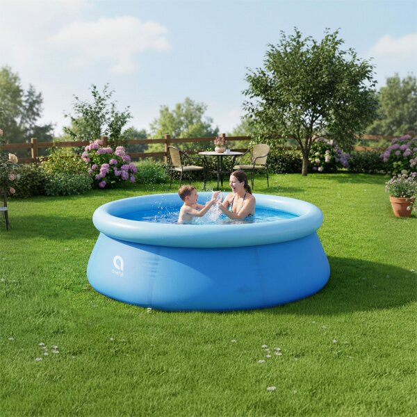 Avenli Prompt Set 240 x 63 cm Quick Up Pool mit aufblasbarem Ring, ohne Zubehör, blau