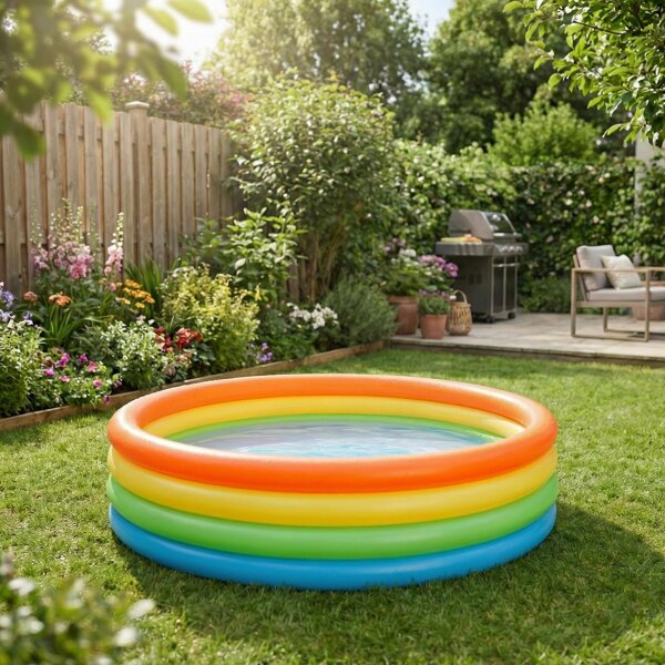 SunClub Planschbecken „Neon“ aufblasbar - Kinderpool rund Ø 150 x 40 cm
