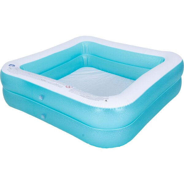 SunClub Planschbecken aufblasbarer 2-Ring Pool, viereckig, 145x145x45 cm