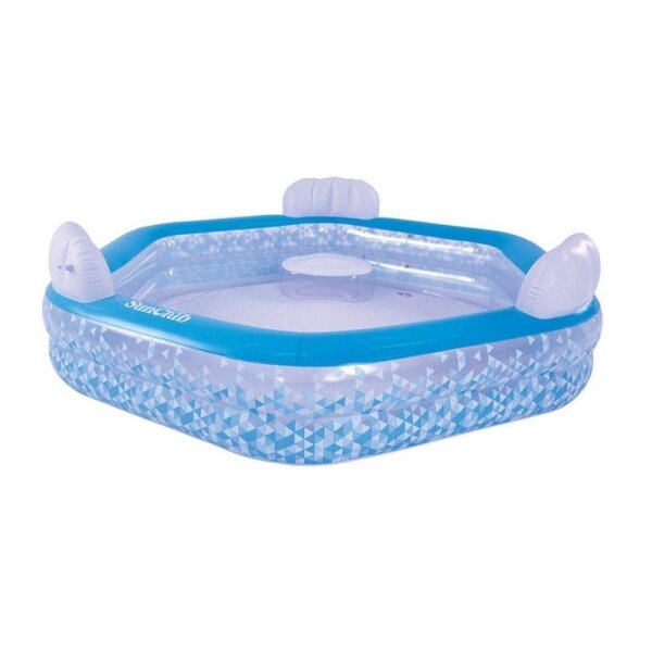 SunClub Planschbecken aufblasbarer sechseckiger Family Pool mit Sitzen, 223x211x58 cm