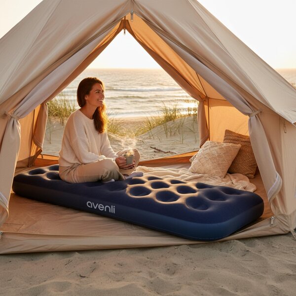 AVENLI Luftmatratze Camping Single-Size 191 x 73 x 22 cm – 1 Person – mit jeder Pumpe aufblasbar – Coil-Beam – bis 150 kg – blau