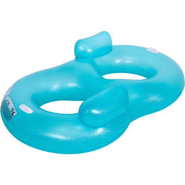 SunClub Doppel-Schwimmring 188 x 117 cm blau aufblasbar - XXL Schwimmreifen fuer zwei Personen im Pool und am Strand