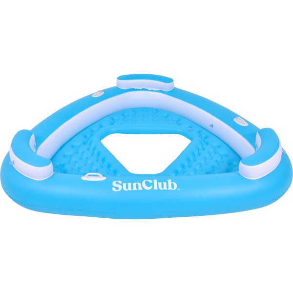 SunClub Luftmatratze Schwimminsel Float aufblasbar 195 x 188 x 35 cm - Schwimmliege mit 3 Sitzen in Blau für den Pool