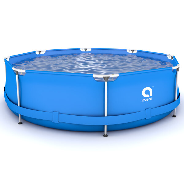 Avenli Frame Pool 300 x 76 cm, Aufstellpool rund, ohne Pumpe, blau