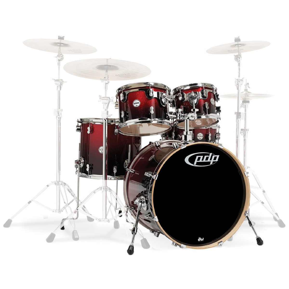 PDP Drums Konzept Ahorn 22 CM5 Shell Pack rot/schwarz Glanz