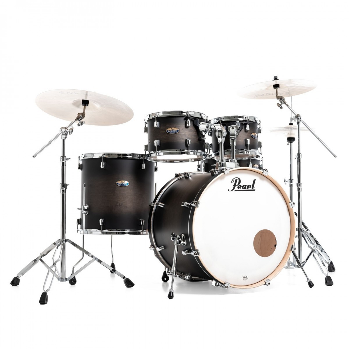 Pearl Decade Maple 22-Am.-Fusion-Drums mit Hardware Satin Black Burst
