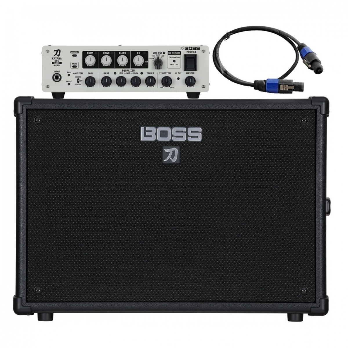 Boss Katana 500 Bass-Topteilverstärker mit 1x12-Neodymium-Lautsprecherbox Bundle