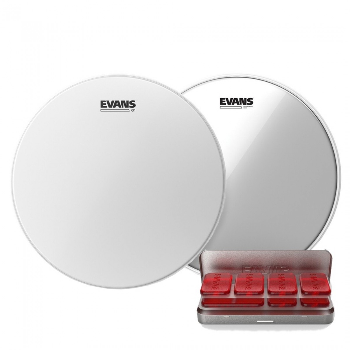 Evans G1 Beschichtetes Snare Schlagzeugfell Hazy 300 & EQ PODS Pack 14