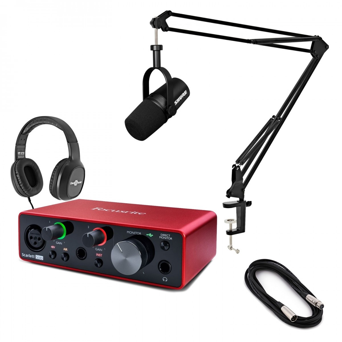 Shure MV7X XLR Podcast-Mikrofon mit Focusrite Scarlett Solo (3rd Gen)