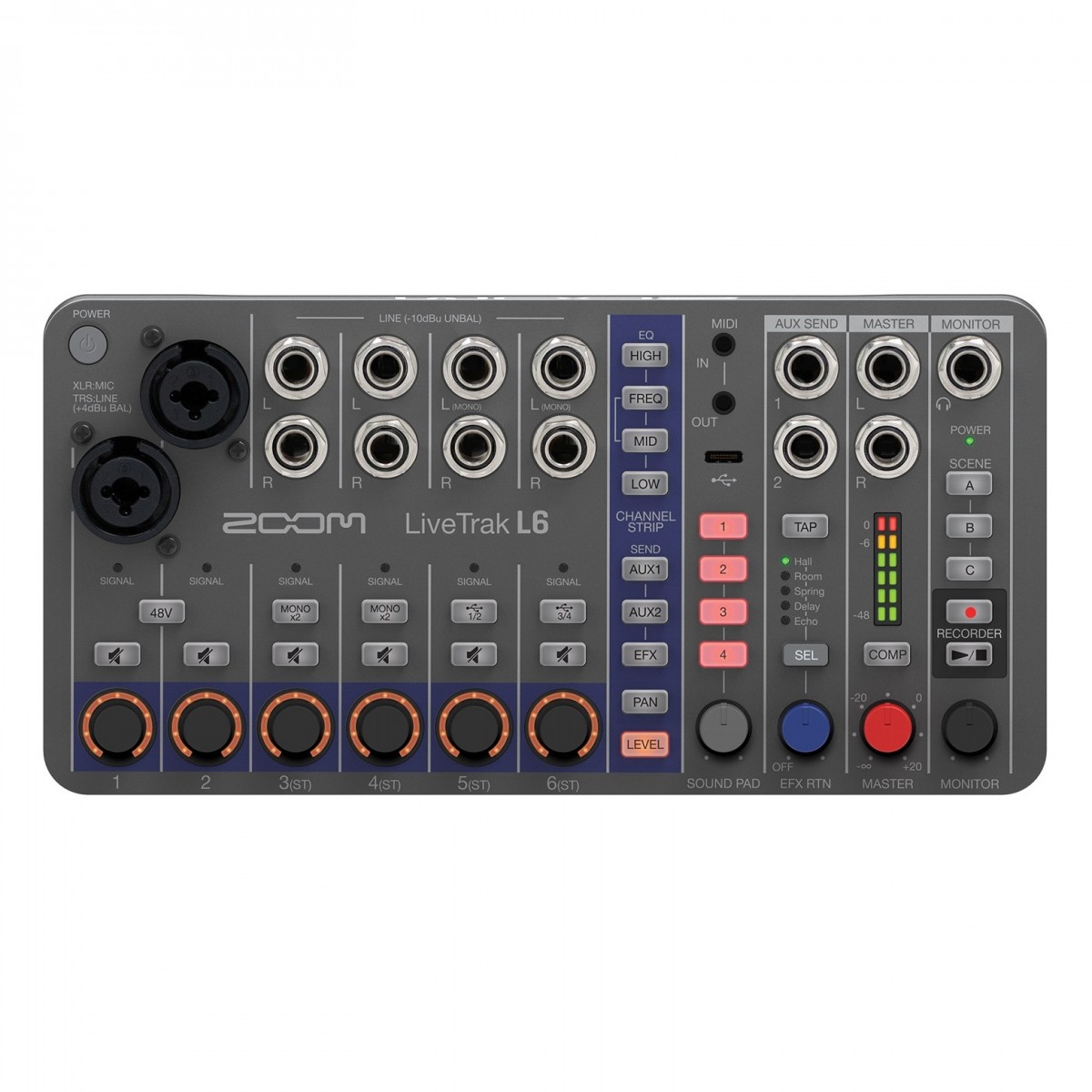 Zoom LiveTrak L-6 Kompaktes Mischpult und Mehrspurrekorder