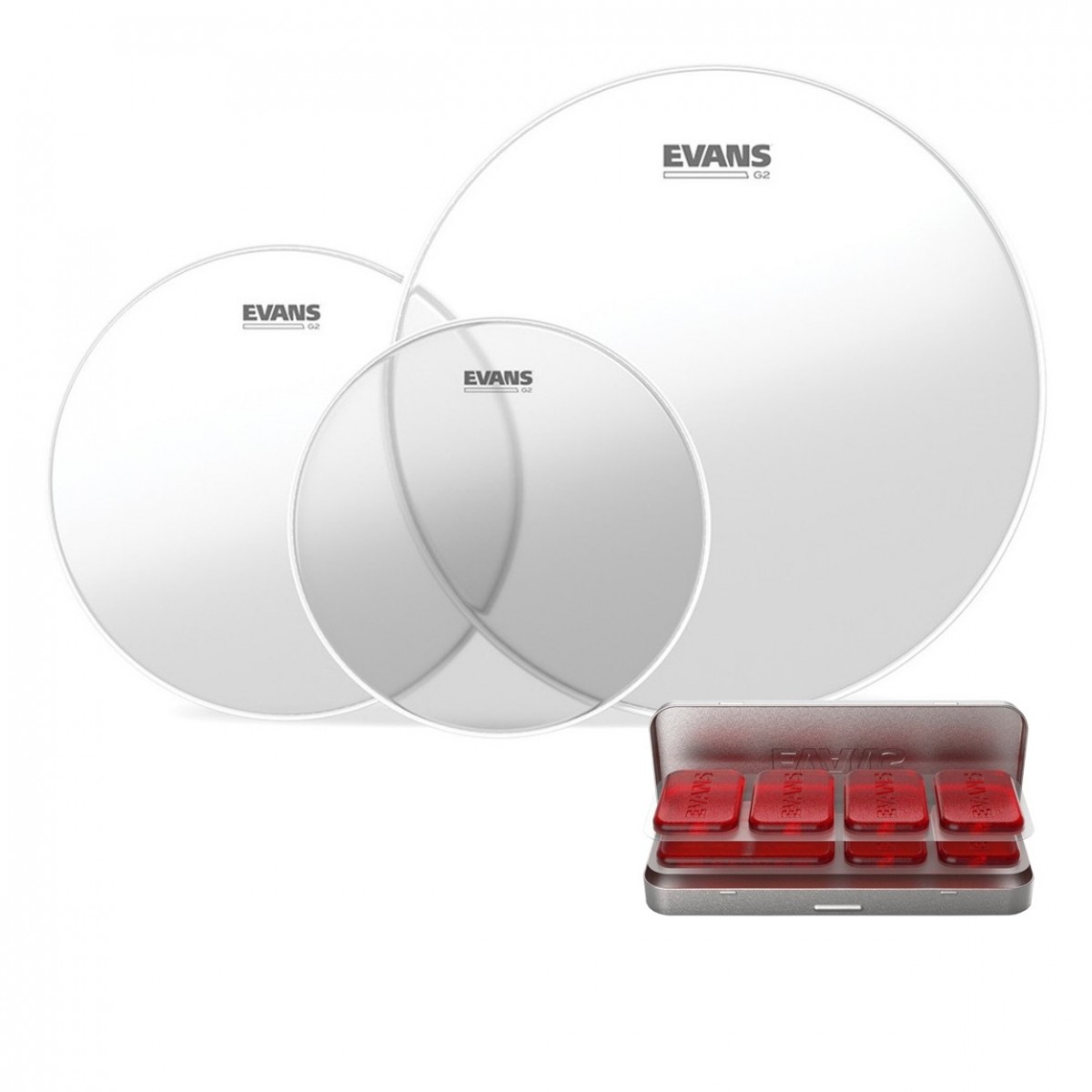 Evans G2 Clear Fusion Tom Pack 10 12 14 Heads & EQ PODS Pack