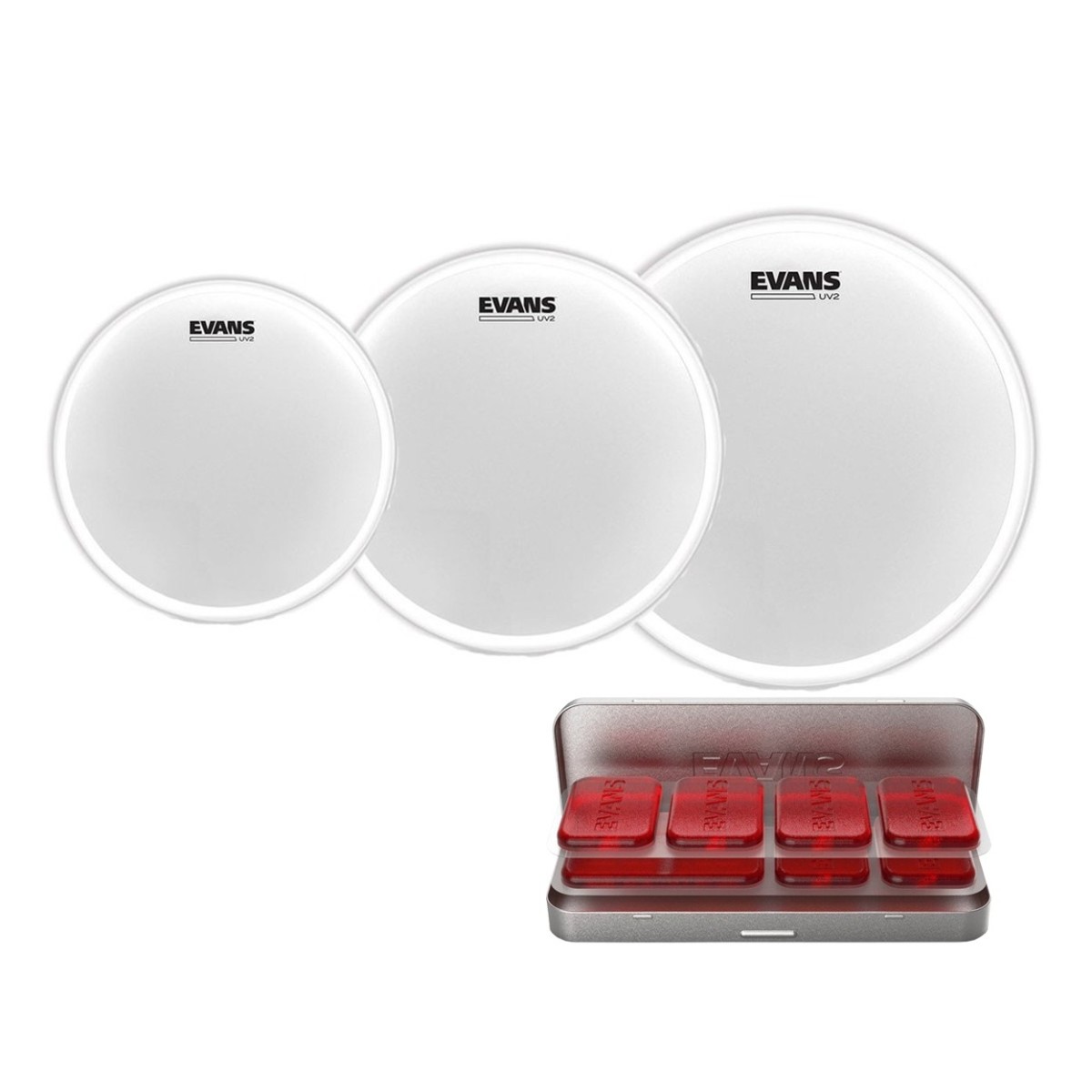 Evans UV2 Coated Rock Tom Pack 10' 12' 16' Köpfe & EQ PODS Pack