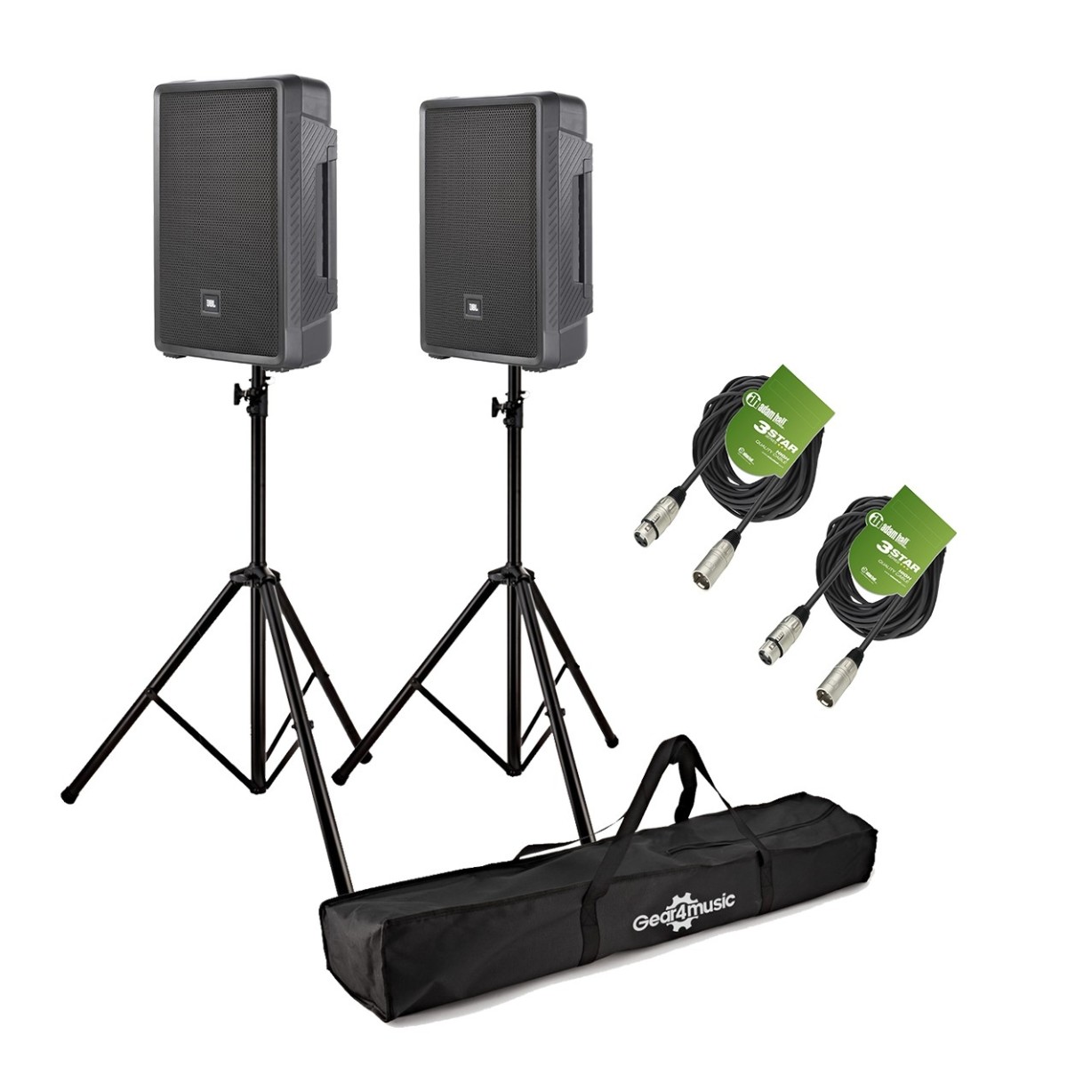 JBL IRX112BT 12' Aktiv-PA-Lautsprecher-Bundle mit Ständern und Kabeln
