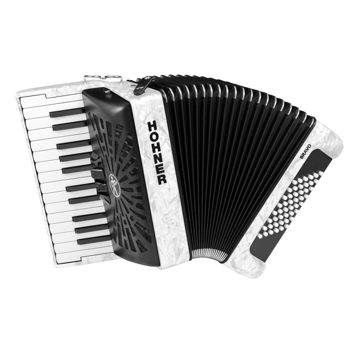 Hohner Bravo II 48 Silent Key Akkordeon Weiß