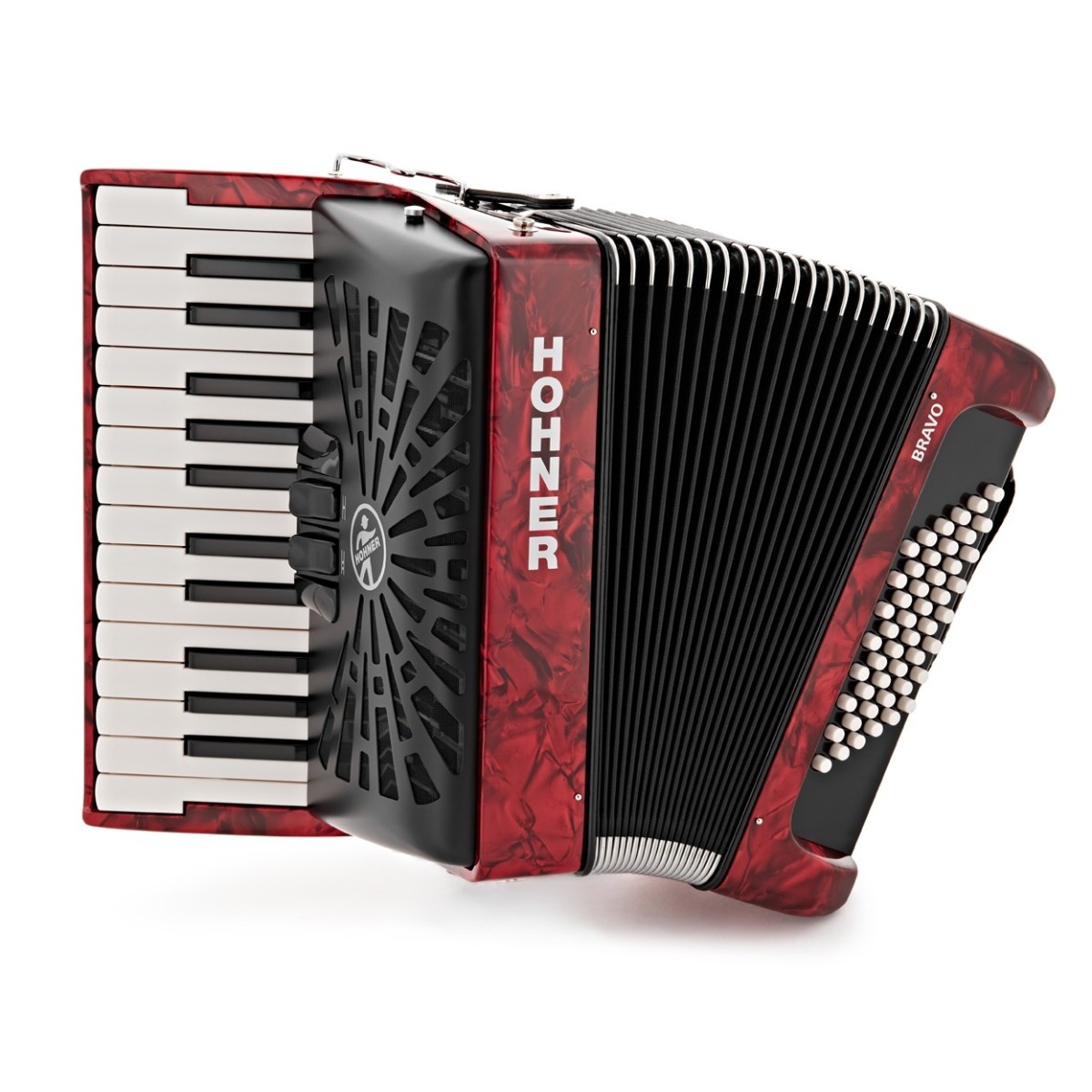 Hohner Bravo II 48 Silent Key Akkordeon Rot