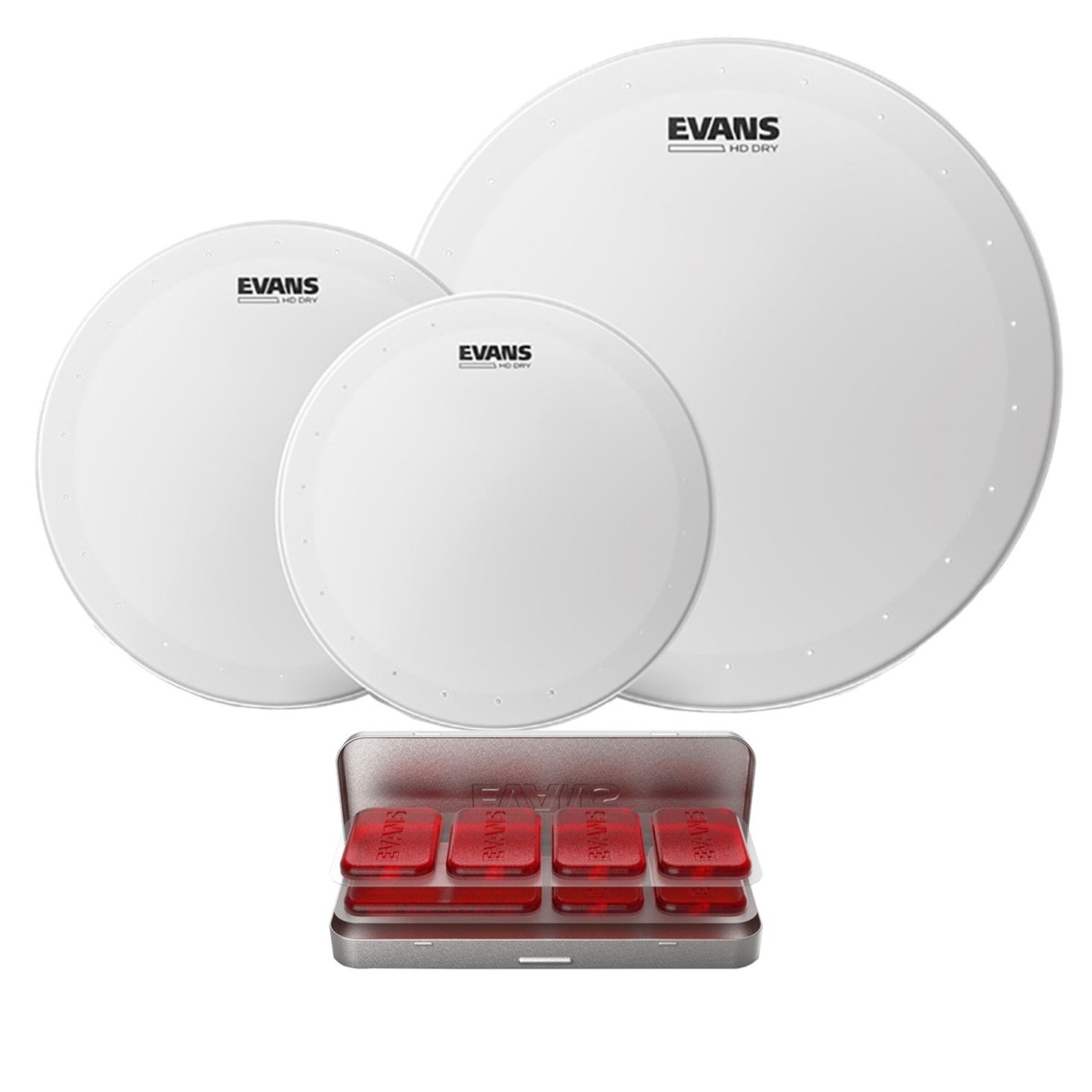 Evans HD Dry Fusion Tomtom Pack 10' 12' 14' Heads & Equalizer PODS