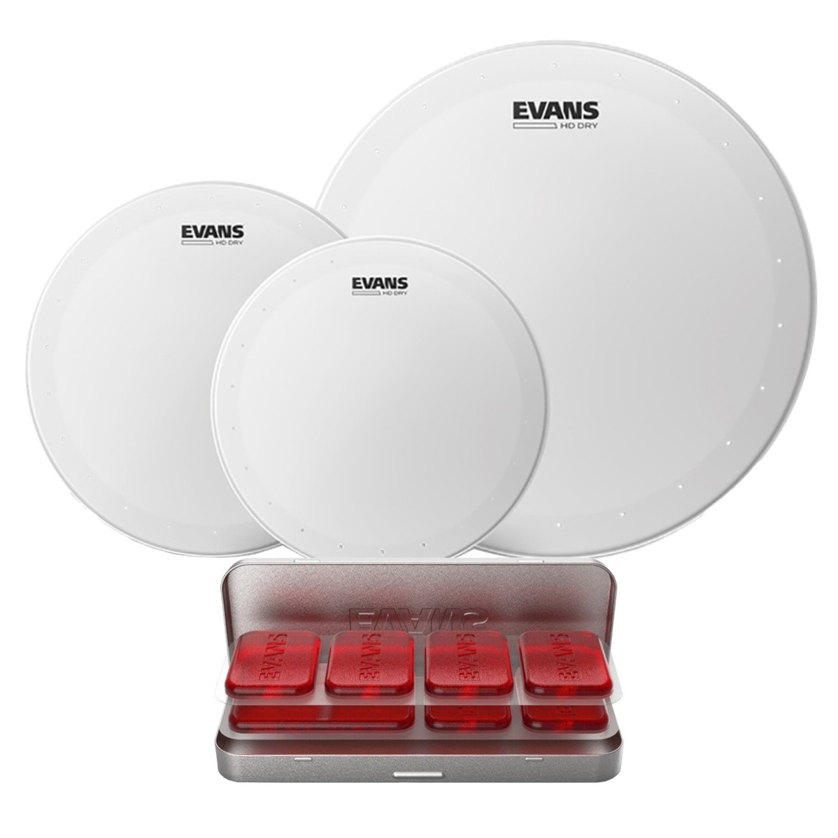 Evans HD Dry Standard Tomtom Pack 12' 13' 16' Heads & Equalizer PODS